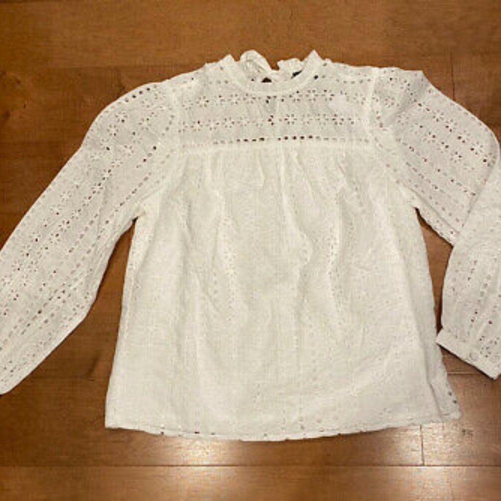 J. Crew black eyelet blouse AL603 - Picture 3 of 6